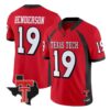 Taurean Henderson Jersey #19 Texas Tech Red Raiders 2026 Texas Patch Stitched - Top Wow Design Taurean Henderson Jersey #19 Texas Tech Red Raiders 2026 Texas Patch Stitched