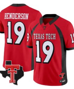 Taurean Henderson Jersey #19 Texas Tech Red Raiders 2026 Texas Patch Stitched - Top Wow Design Taurean Henderson Jersey #19 Texas Tech Red Raiders 2026 Texas Patch Stitched