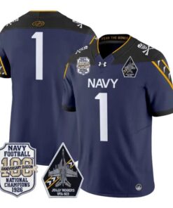 Team_Jersey_1_Navy_Midshipmen_100th_Anniversary_Patch_Vapor_Stitched_Navy - Top Wow Design Team Jersey #1 Navy Midshipmen 100th Anniversary Patch Vapor Stitched by My Store NCAA Football Jerseys