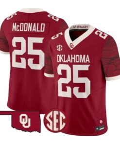 Tommy McDonald Jesey #25 Oklahoma Sooners 2026 Rough Rider Vapor Stitched by My Store NCAA Football Jerseys