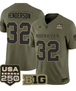 Treveyon Henderson Jersey #32 Ohio State Buckeyes 2026 Vapor All Stitched Olive - Top Wow Design Treveyon Henderson Jersey #32 Ohio State Buckeyes 2026 Vapor All Stitched Olive