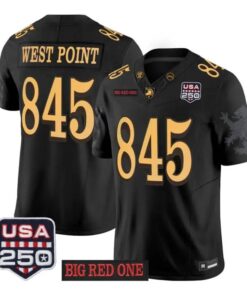 West Point Jersey #845 Army Black Knights 2026 Big Red One USA250 Patch Stitched - Top Wow Design West Point Jersey #845 Army Black Knights 2026 Big Red One USA250 Patch Stitched