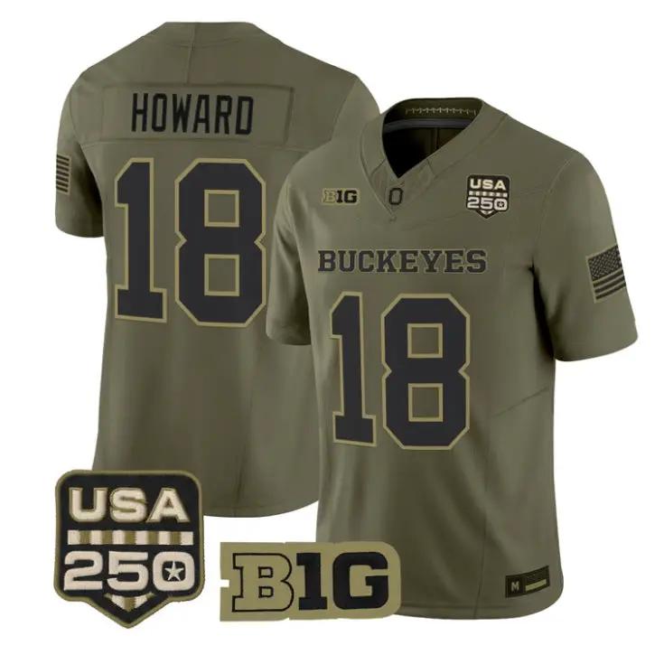 Will Howard Jersey #18 Ohio State Buckeyes 2026 Salute to Service Stitched Olive - Top Wow Design Will Howard Jersey #18 Ohio State Buckeyes 2026 Salute to Service Stitched Olive