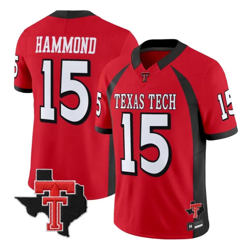Will Hammond Jersey #15 Texas Tech Red Raiders 2026 Texas Patch Stitched - Top Wow Design Will Hammond Jersey #15 Texas Tech Red Raiders 2026 Texas Patch Stitched