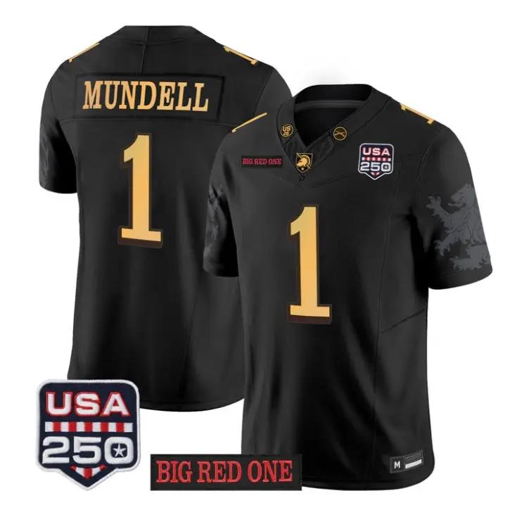 Zach Mundell Jersey #1 Army Black Knights 2026 Big Red One USA250 Patch Stitched - Top Wow Design Zach Mundell Jersey #1 Army Black Knights 2026 Big Red One USA250 Patch Stitched