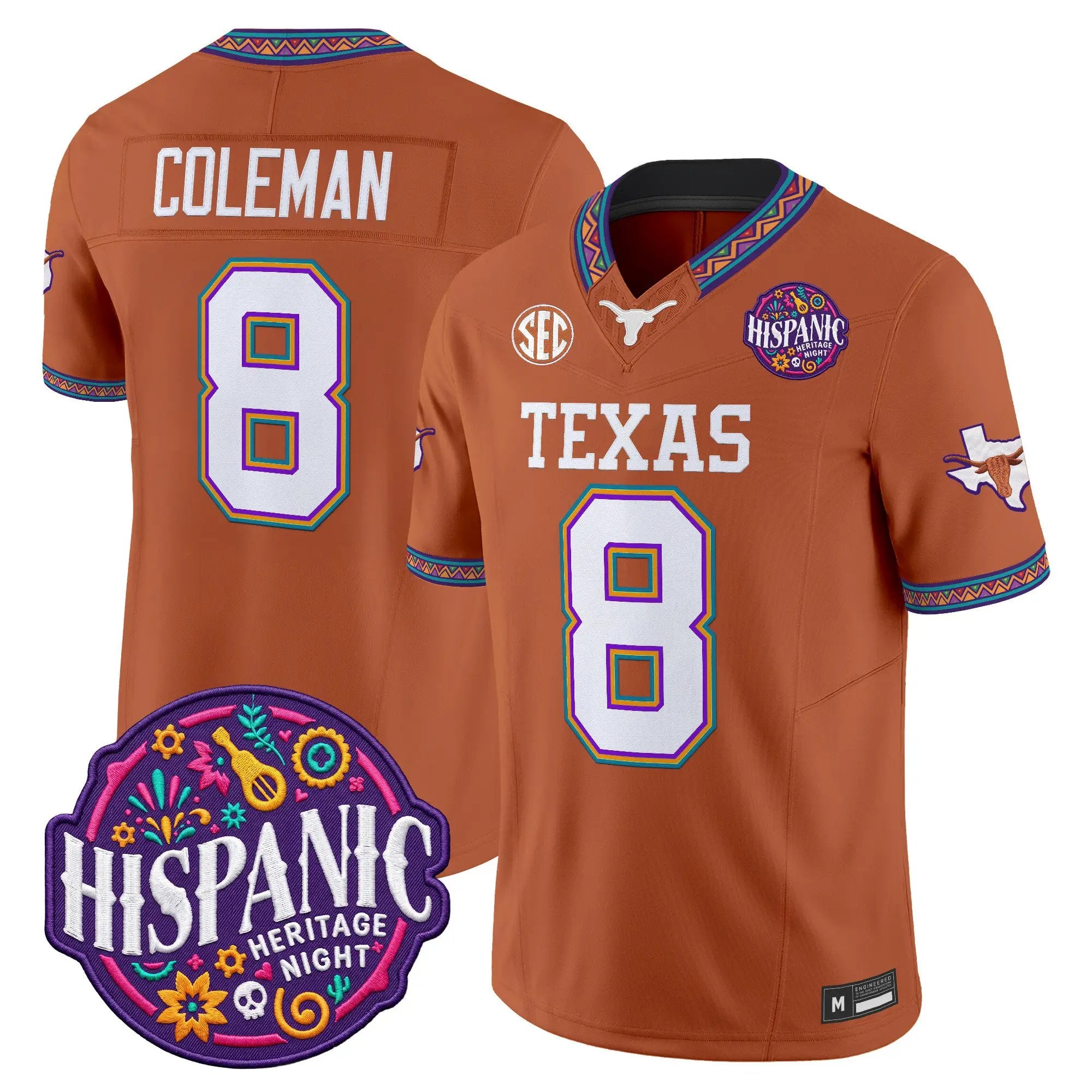 Cam Coleman Jersey #8 Texas Longhorns 2026 Latino Heritage Month Vapor Limited All Stitched - Top Wow Design Cam Coleman Jersey #8 Texas Longhorns 2026 Latino Heritage Month Vapor Limited All Stitched