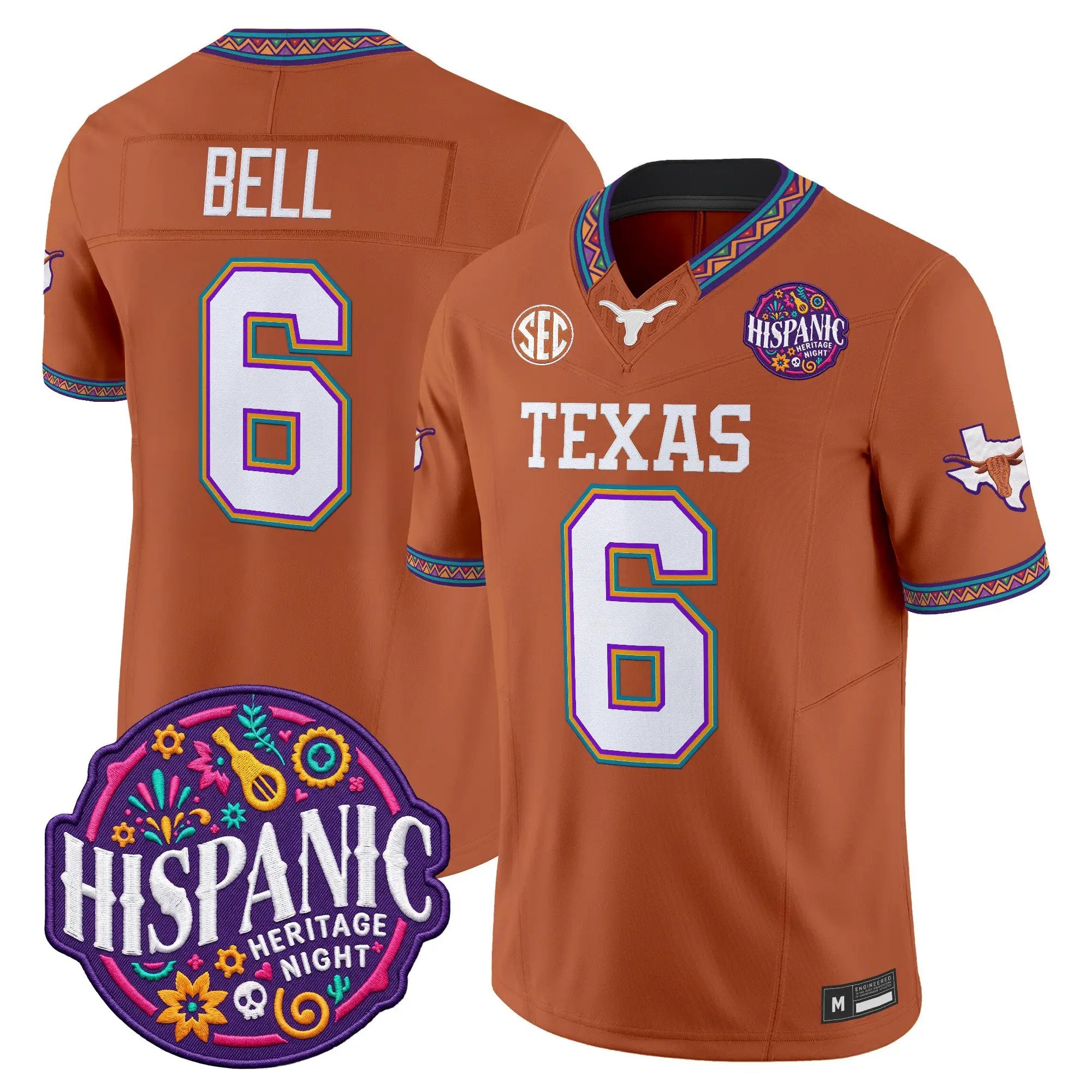 Dia Bell Jersey #6 Texas Longhorns 2026 Latino Heritage Month Vapor Limited All Stitched - Top Wow Design Dia Bell Jersey #6 Texas Longhorns 2026 Latino Heritage Month Vapor Limited All Stitched