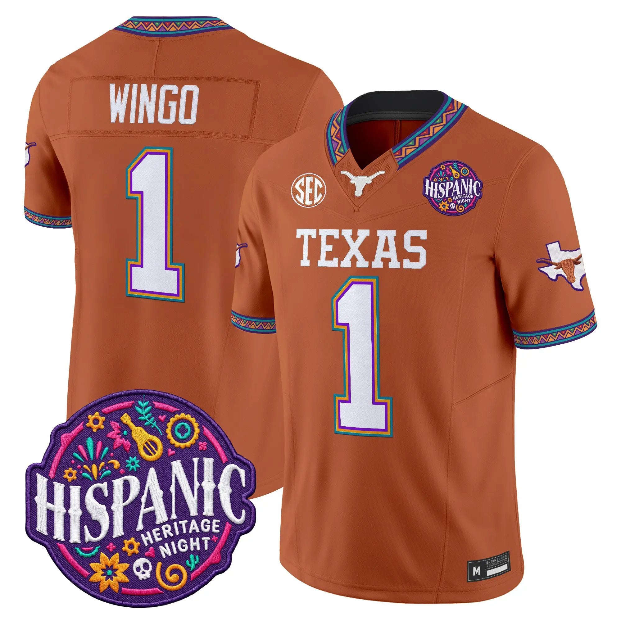 Ryan Wingo Jersey #1 Texas Longhorns 2026 Latino Heritage Month Vapor Limited All Stitched - Top Wow Design Ryan Wingo Jersey #1 Texas Longhorns 2026 Latino Heritage Month Vapor Limited All Stitched