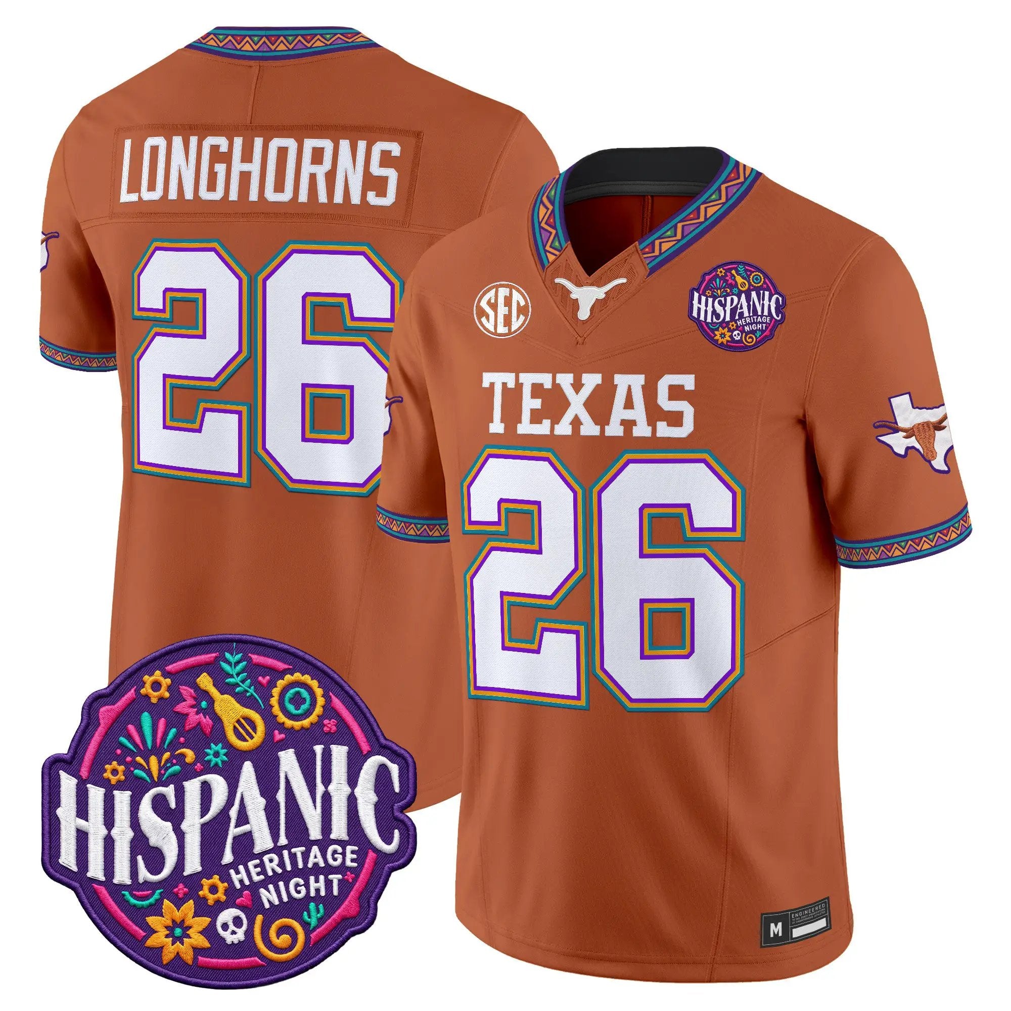 Longhorns Jersey #26 Texas Longhorns 2026 Latino Heritage Month Vapor Limited All Stitched - Top Wow Design Longhorns Jersey #26 Texas Longhorns 2026 Latino Heritage Month Vapor Limited All Stitched