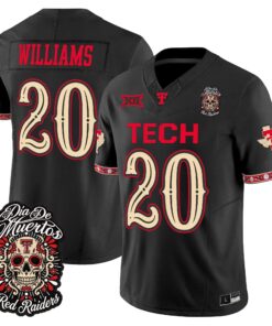 J'Koby Williams Jersey #20 Texas Tech Red Raiders Día de los Muertos Vapor Limited All Stitched