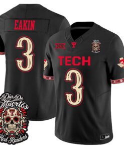 Coy Eakin Jersey #3 Texas Tech Red Raiders Día de los Muertos Vapor Limited All Stitched - Top Wow Design Coy Eakin Jersey #3 Texas Tech Red Raiders Día de los Muertos Vapor Limited All Stitched