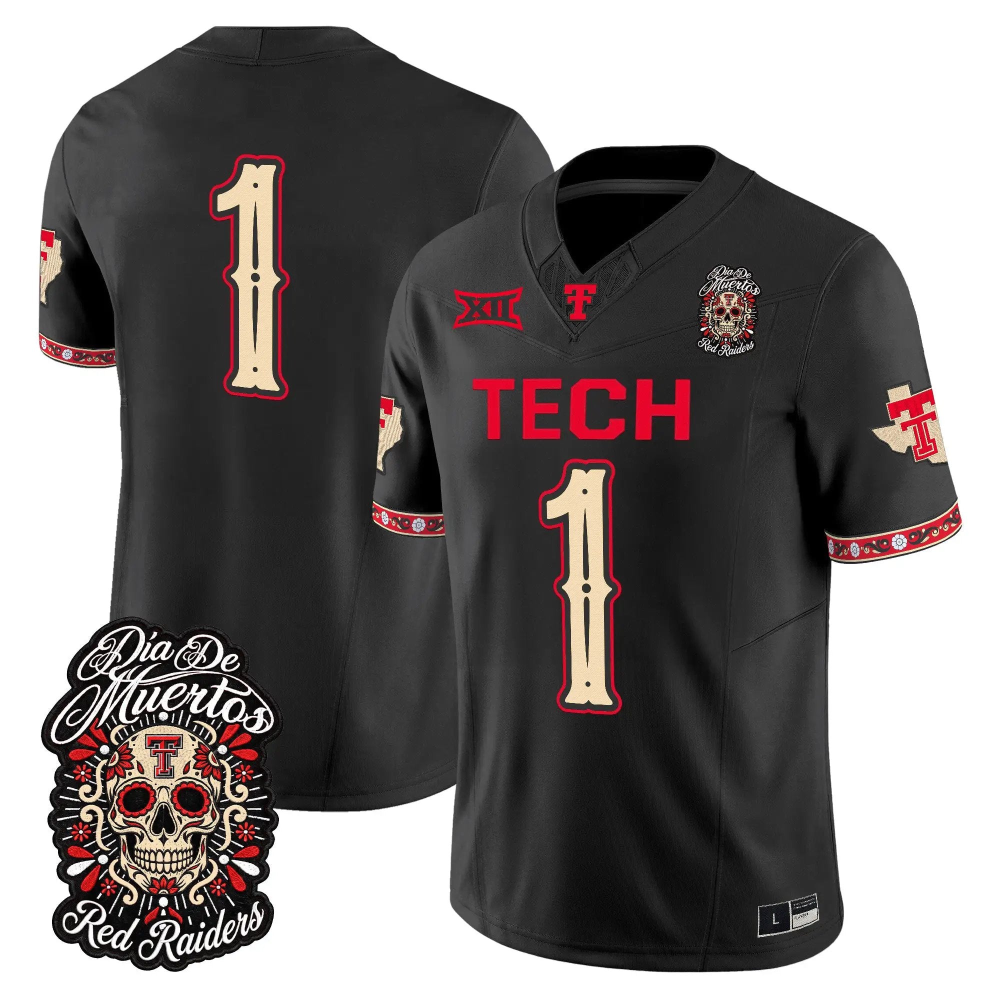 Team Jersey #1 Texas Tech Red Raiders Día de los Muertos Vapor Limited All Stitched - Top Wow Design Team Jersey #1 Texas Tech Red Raiders Día de los Muertos Vapor Limited All Stitched