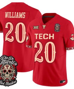 J'Koby Williams Jersey #20 Texas Tech Red Raiders Día de los Muertos Vapor Limited All Stitched