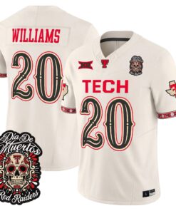 J'Koby Williams Jersey #20 Texas Tech Red Raiders Día de los Muertos Vapor Limited All Stitched