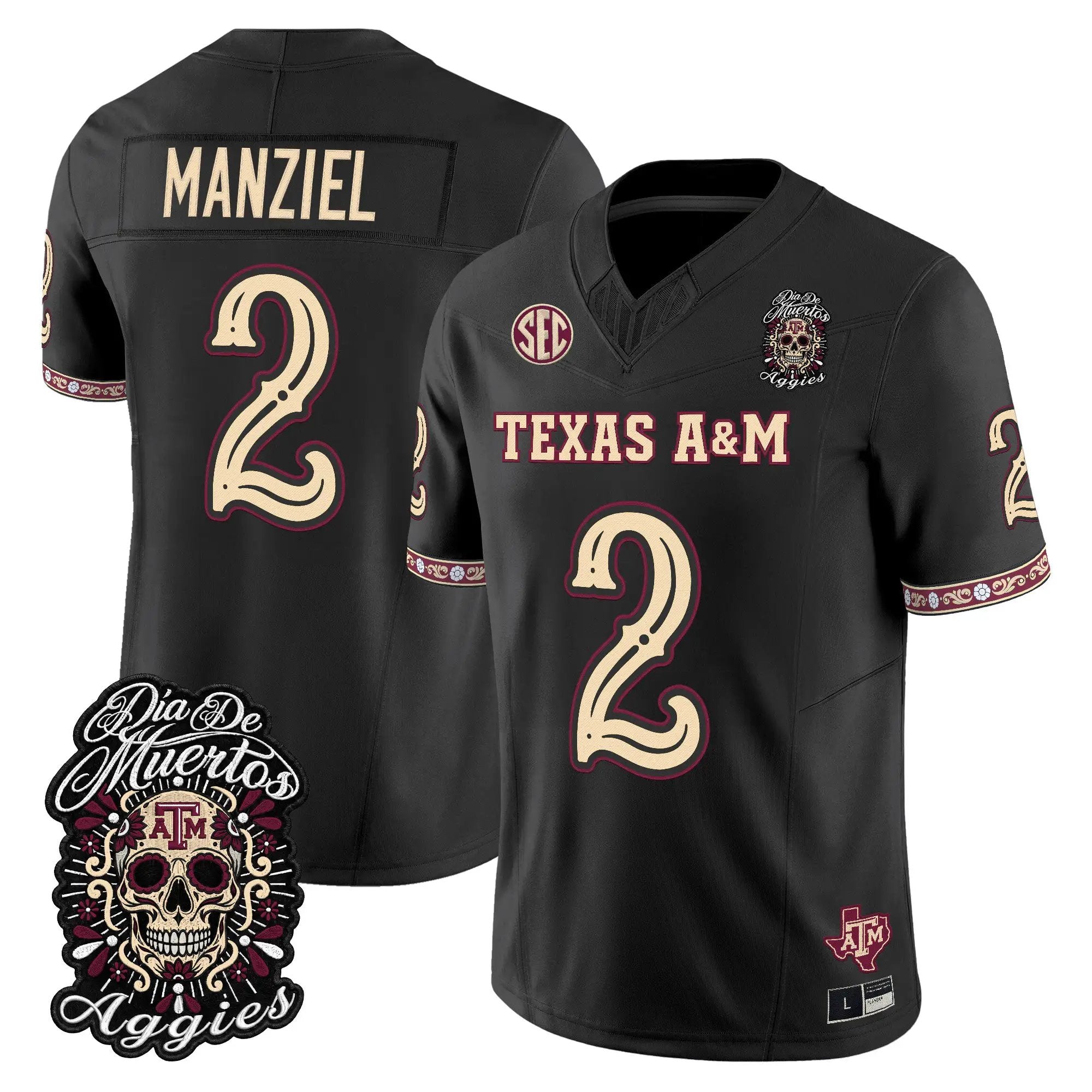 Johnny Manziel Jersey #2 Texas A&M Aggies Día de los Muertos Vapor Limited All Stitched - Top Wow Design Johnny Manziel Jersey #2 Texas A&M Aggies Día de los Muertos Vapor Limited All Stitched