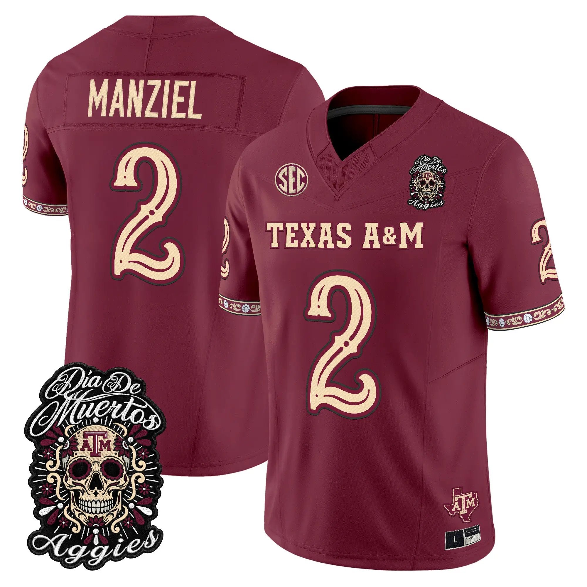 johnny-manziel-jersey-2-texas-a-m-aggies-dia-de-los-muertos-vapor-limited-all-stitched-02 - Top Wow Design Johnny Manziel Jersey #2 Texas A&M Aggies Día de los Muertos Vapor Limited All Stitched
