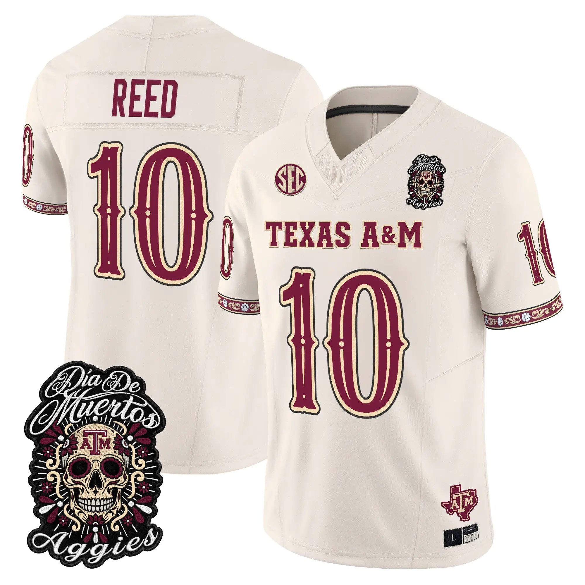 marcel-reed-jersey-10-texas-a-m-aggies-dia-de-los-muertos-vapor-limited-all-stitched-03 - Top Wow Design Marcel Reed Jersey #10 Texas A&M Aggies Día de los Muertos Vapor Limited All Stitched