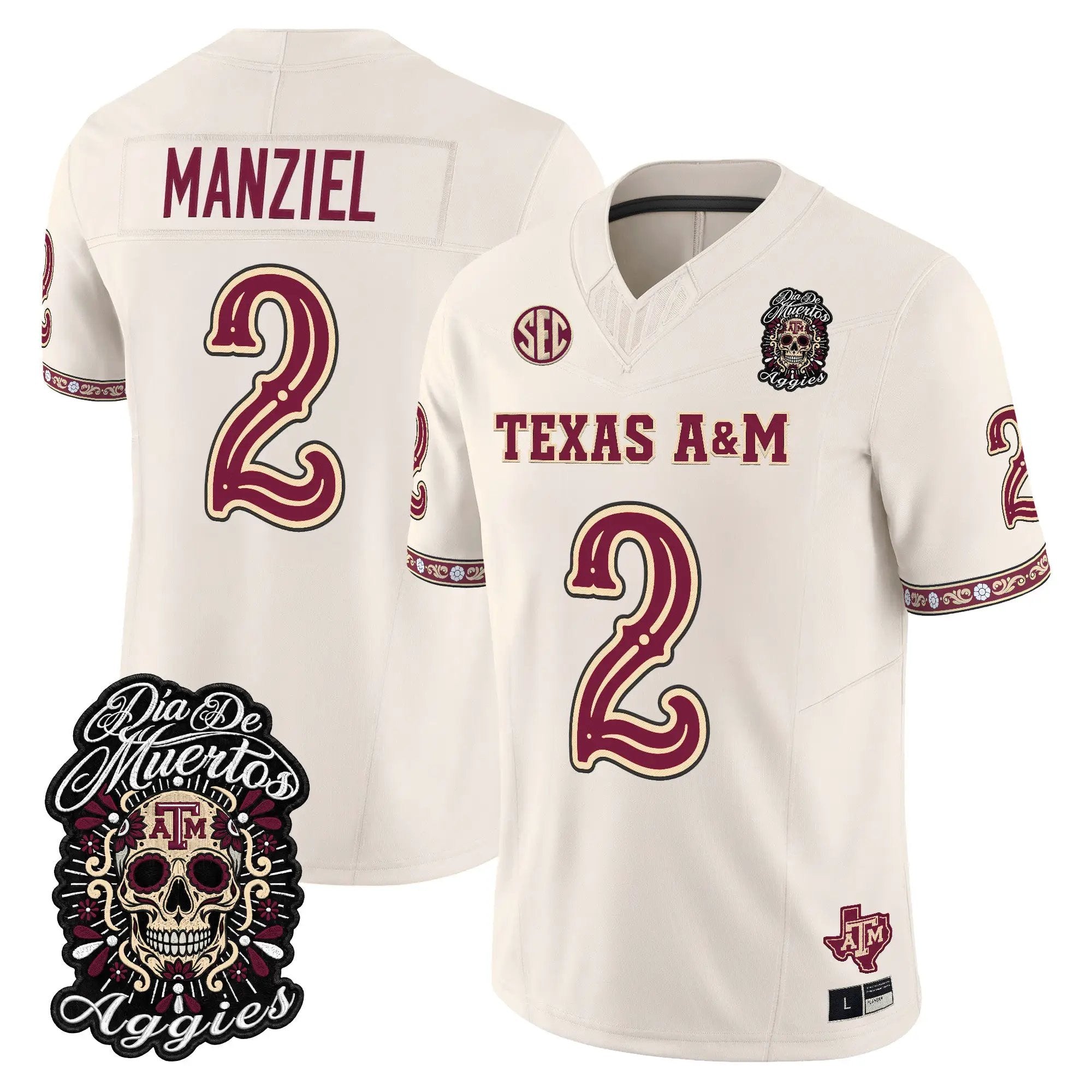 johnny-manziel-jersey-2-texas-a-m-aggies-dia-de-los-muertos-vapor-limited-all-stitched-03 - Top Wow Design Johnny Manziel Jersey #2 Texas A&M Aggies Día de los Muertos Vapor Limited All Stitched