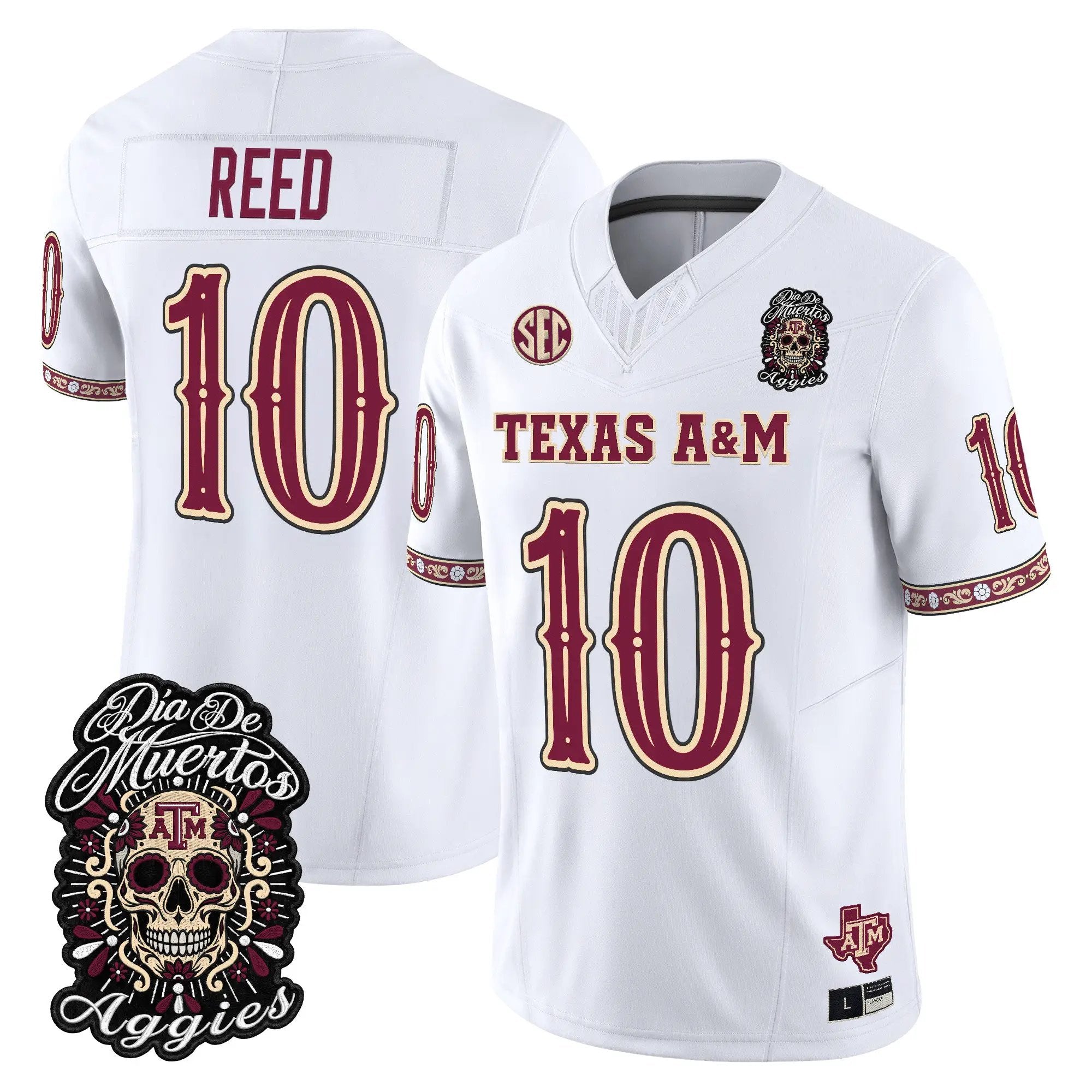 marcel-reed-jersey-10-texas-a-m-aggies-dia-de-los-muertos-vapor-limited-all-stitched-04 - Top Wow Design Marcel Reed Jersey #10 Texas A&M Aggies Día de los Muertos Vapor Limited All Stitched