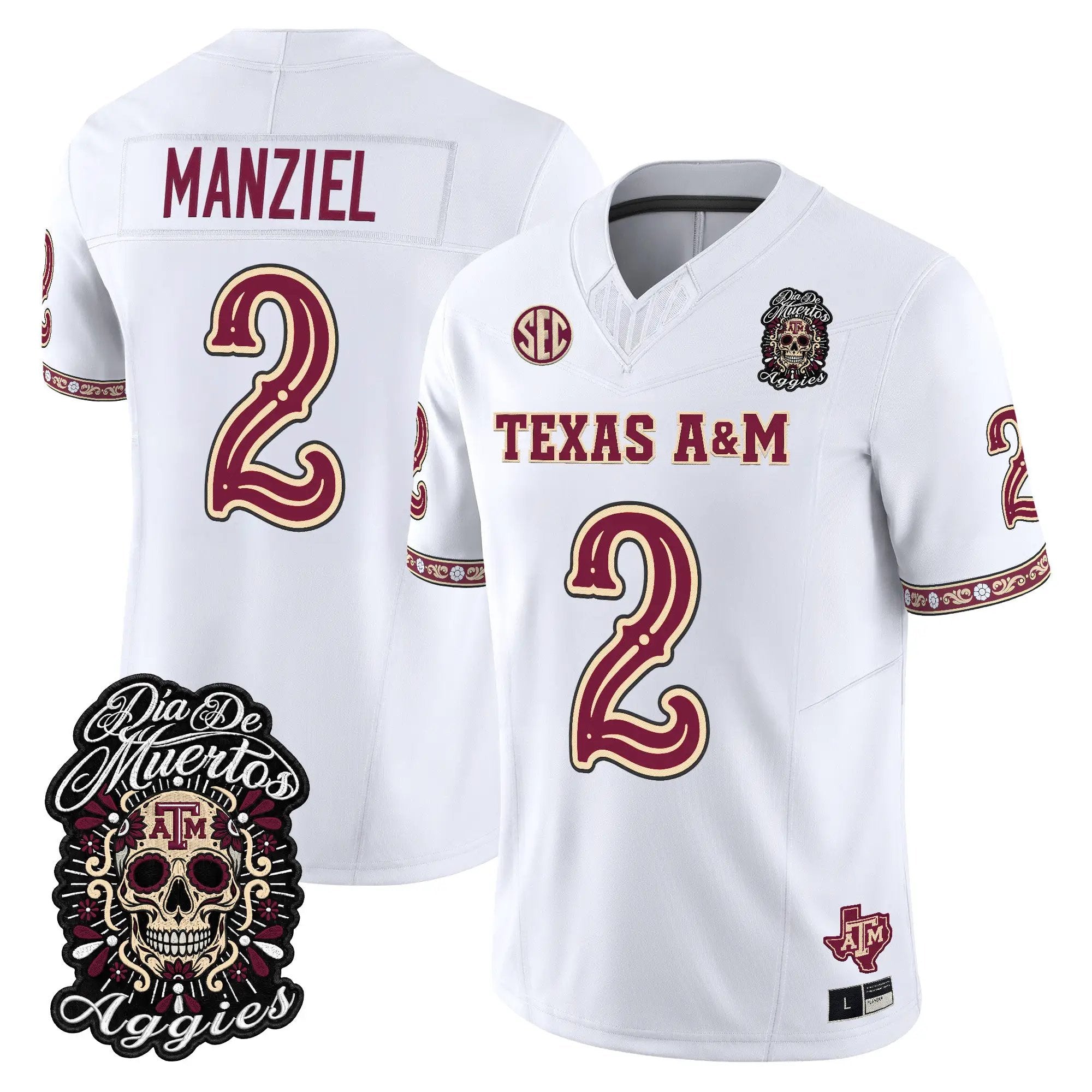 johnny-manziel-jersey-2-texas-a-m-aggies-dia-de-los-muertos-vapor-limited-all-stitched-04 - Top Wow Design Johnny Manziel Jersey #2 Texas A&M Aggies Día de los Muertos Vapor Limited All Stitched