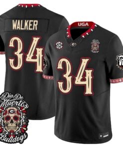 Herschel Walker Jersey #34 Georgia Bulldogs Día de los Muertos Vapor Limited All Stitched - Top Wow Design Herschel Walker Jersey #34 Georgia Bulldogs Día de los Muertos Vapor Limited All Stitched