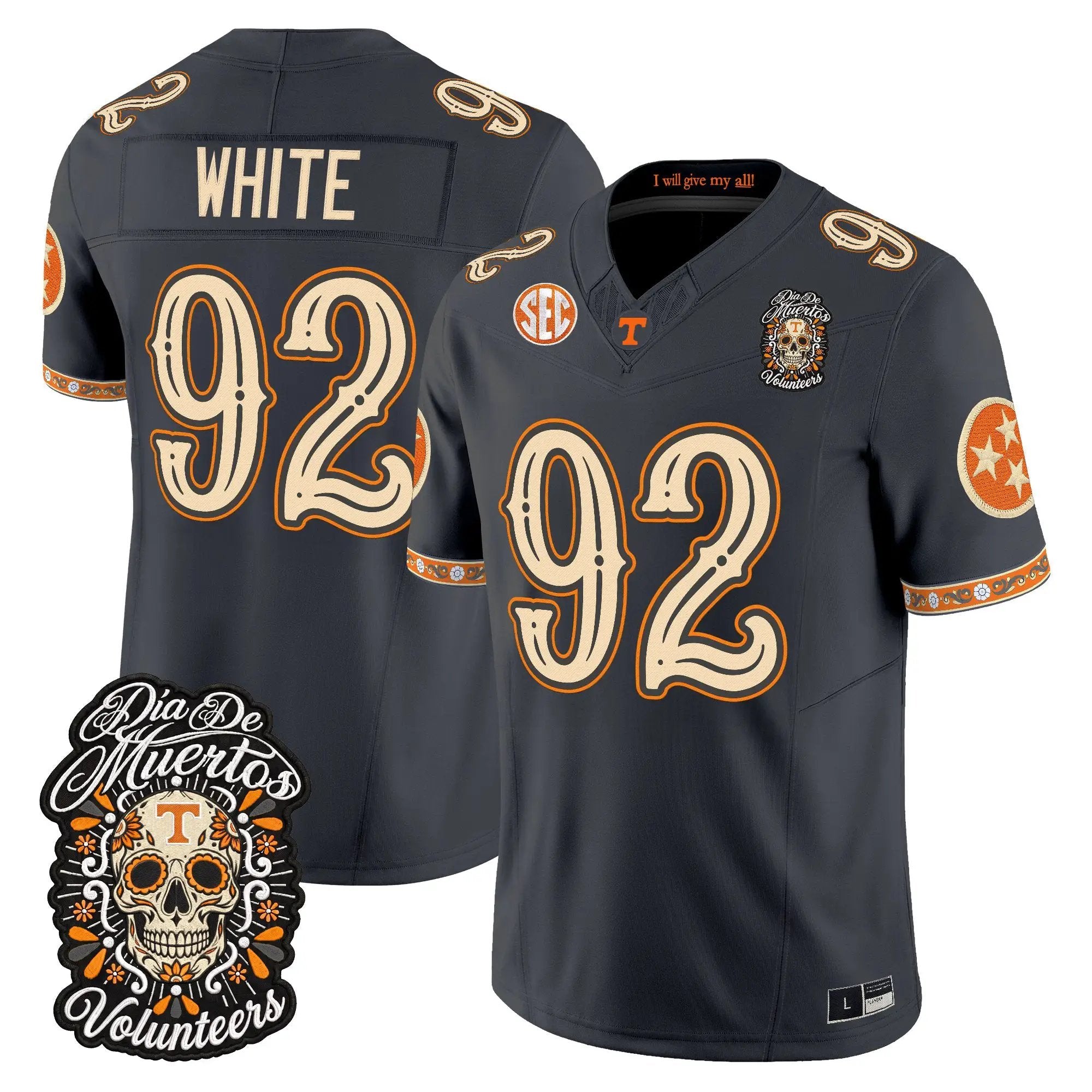 reggie-white-jersey-92-tennessee-volunteers-dia-de-los-muertos-vapor-limited-all-stitched-02 - Top Wow Design Reggie White Jersey #92 Tennessee Volunteers Día de los Muertos Vapor Limited All Stitched
