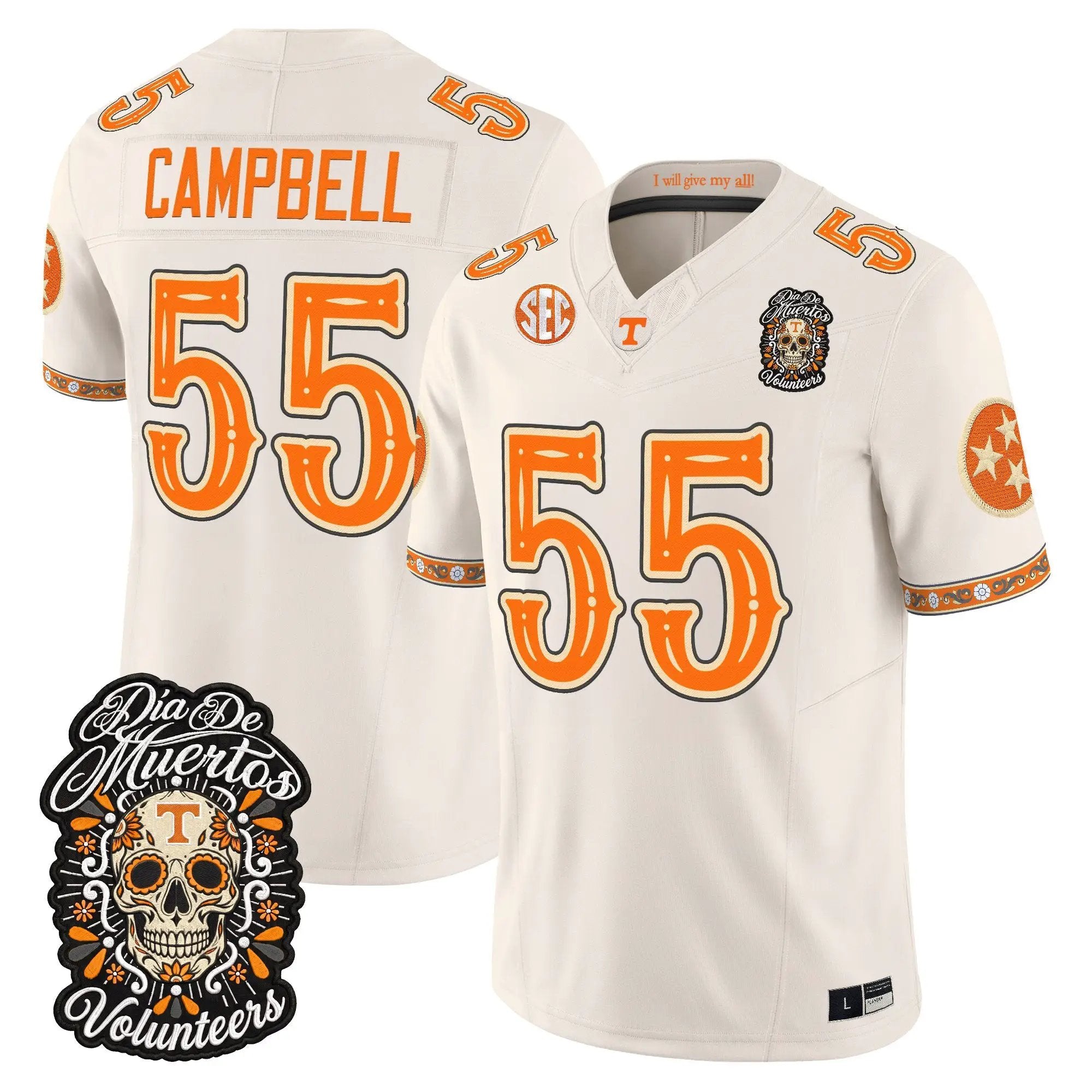 amare-campbell-jersey-55-tennessee-volunteers-dia-de-los-muertos-vapor-limited-all-stitched-04 - Top Wow Design Amare Campbell Jersey #55 Tennessee Volunteers Día de los Muertos Vapor Limited All Stitched