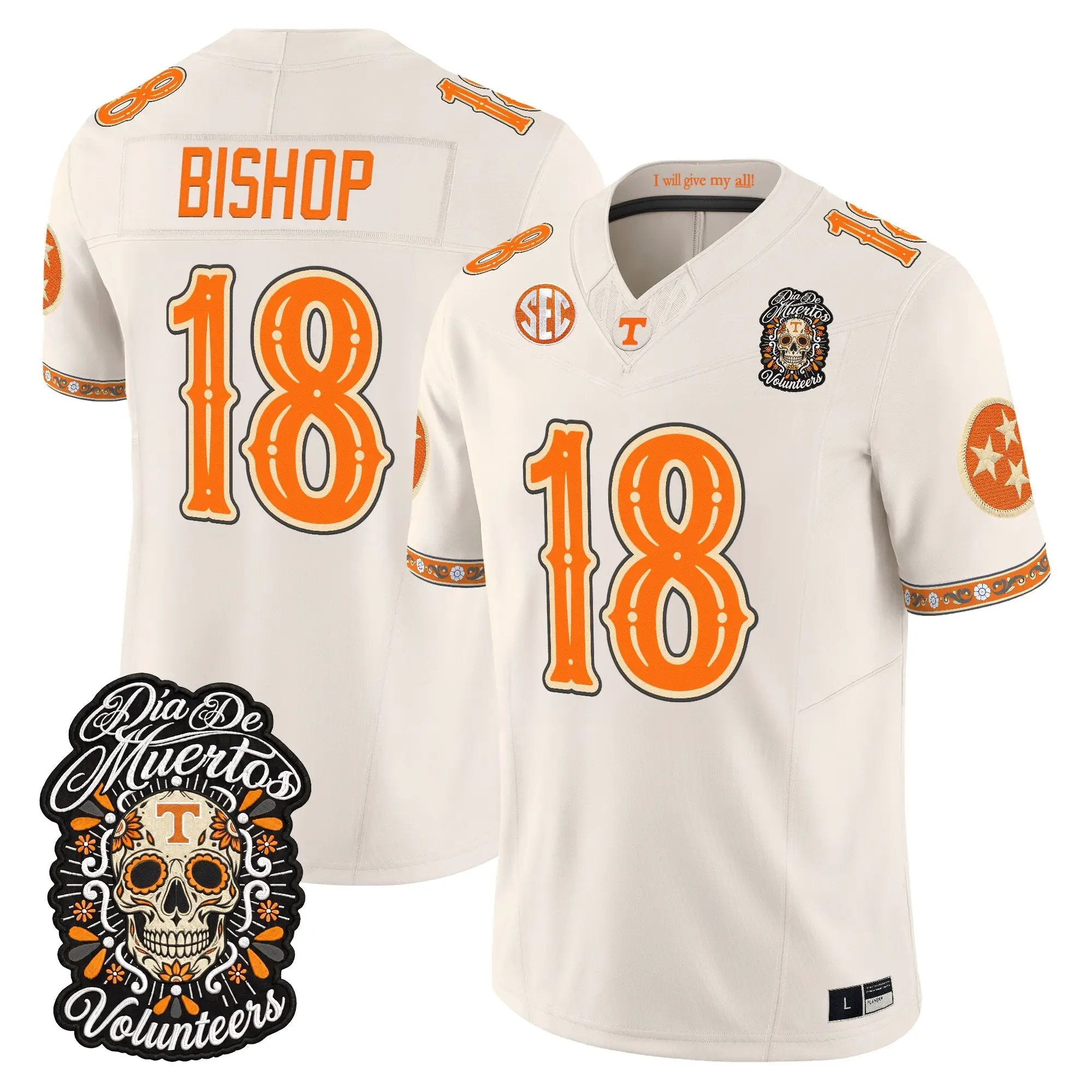 desean-bishop-jersey-18-tennessee-volunteers-dia-de-los-muertos-vapor-limited-all-stitched-04 - Top Wow Design DeSean Bishop Jersey #18 Tennessee Volunteers Día de los Muertos Vapor Limited All Stitched