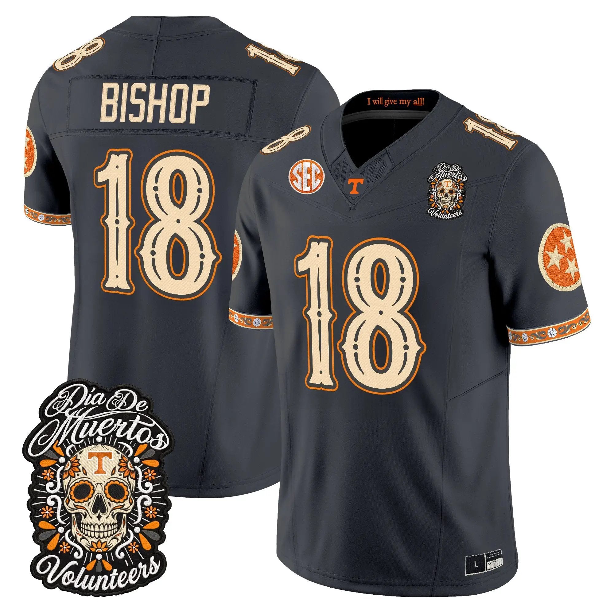desean-bishop-jersey-18-tennessee-volunteers-dia-de-los-muertos-vapor-limited-all-stitched-02 - Top Wow Design DeSean Bishop Jersey #18 Tennessee Volunteers Día de los Muertos Vapor Limited All Stitched