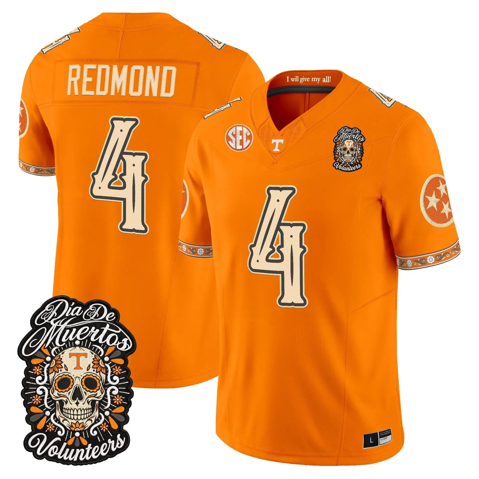Ty Redmond Jersey #4 Tennessee Volunteers Día de los Muertos Vapor Limited All Stitched - Top Wow Design Ty Redmond Jersey #4 Tennessee Volunteers Día de los Muertos Vapor Limited All Stitched