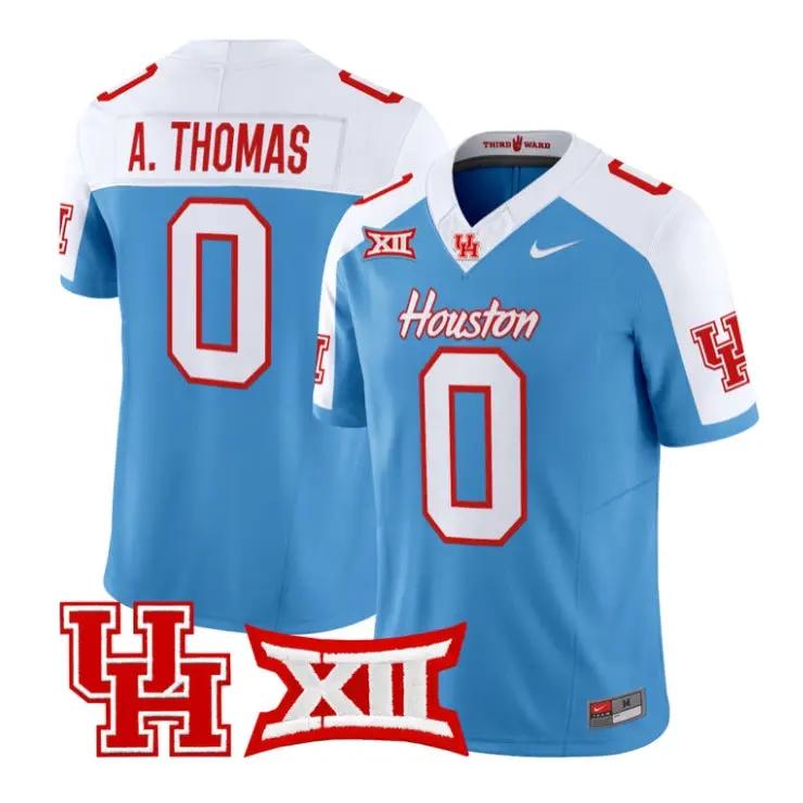 Amare_Thomas_Jersey_0_Houston_Cougars_2026_Football_Limited_Stitched_Blue_Alter - Top Wow Design Amare Thomas Jersey #0 Houston Cougars 2026 Football Limited Stitched by My Store NCAA Football Jerseys