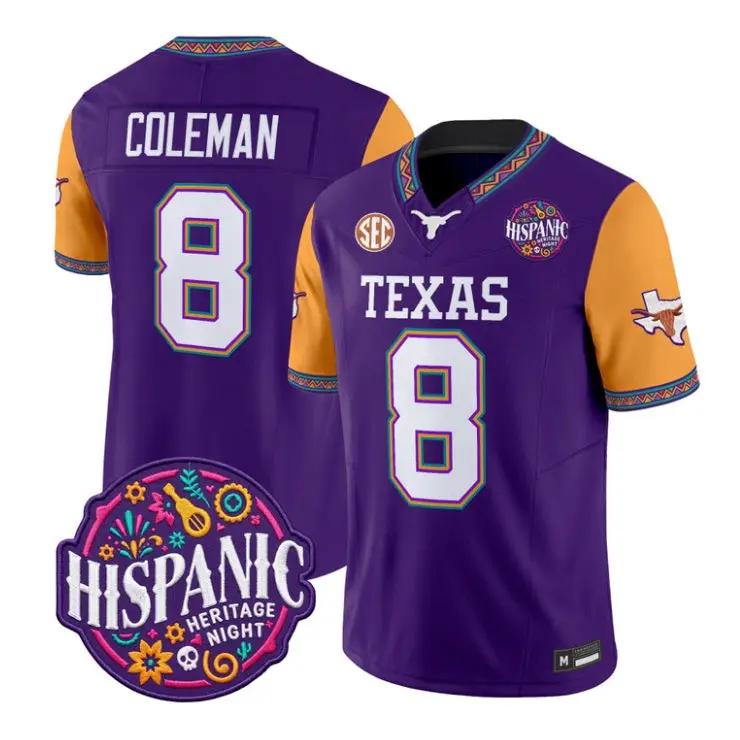 Cam_Coleman_Jersey_8_Texas_Longhorns_2026_Latino_Heritage_All_Stitched_Hispanic - Top Wow Design Cam Coleman Jersey #8 Texas Longhorns 2026 Latino Heritage All Stitched by My Store NCAA Football Jerseys