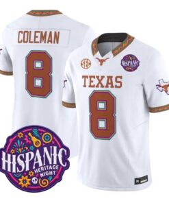 Cam_Coleman_Jersey_8_Texas_Longhorns_2026_Latino_Heritage_All_Stitched_White - Top Wow Design Cam Coleman Jersey #8 Texas Longhorns 2026 Latino Heritage All Stitched by My Store NCAA Football Jerseys