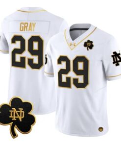 Christian_Gray_Jersey_29_Notre_Dame_Fighting_Irish_2026_Stitched_White_Gold - Top Wow Design Christian Gray Jersey #29 Notre Dame Fighting Irish 2026 Stitched by My Store NCAA Football Jerseys