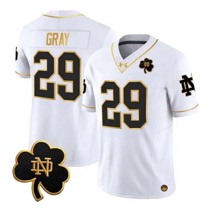 Christian_Gray_Jersey_29_Notre_Dame_Fighting_Irish_2026_Stitched_White_Gold - Top Wow Design Christian Gray Jersey #29 Notre Dame Fighting Irish 2026 Stitched by My Store NCAA Football Jerseys