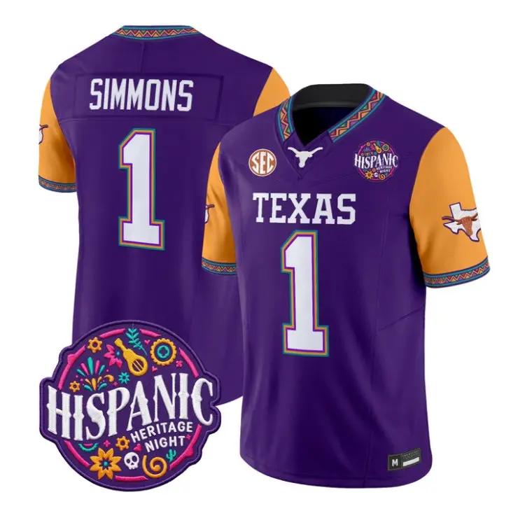 Colin_Simmons_Jersey_1_Texas_Longhorns_2026_Latino_Heritage_Stitched_Hispanic - Top Wow Design Colin Simmons Jersey #1 Texas Longhorns 2026 Latino Heritage Stitched by My Store NCAA Football Jerseys
