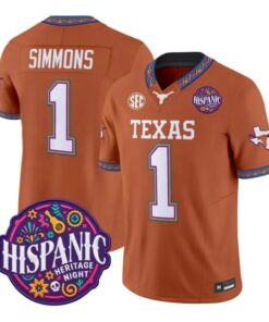 Colin_Simmons_Jersey_1_Texas_Longhorns_2026_Latino_Heritage_Stitched_Orange - Top Wow Design Colin Simmons Jersey #1 Texas Longhorns 2026 Latino Heritage Stitched by My Store NCAA Football Jerseys