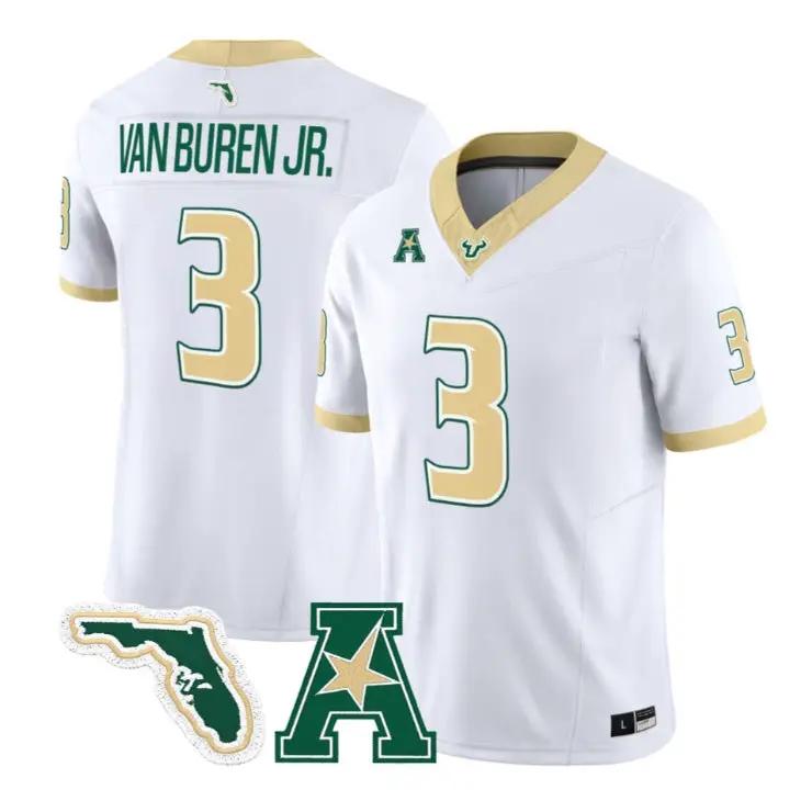 MichaelVanBurenJrJersey_3SouthFloridaBulls2026VaporLimitedStitched - Top Wow Design Michael Van Buren Jr Jersey #3 South Florida Bulls 2026 Vapor Limited Stitched by My Store NCAA Football Jerseys