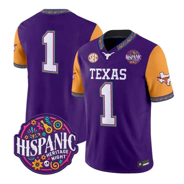 Team Jersey #1 Texas Longhorns 2026 Latino Heritage Month All Stitched by My Store NCAA Football Jerseys