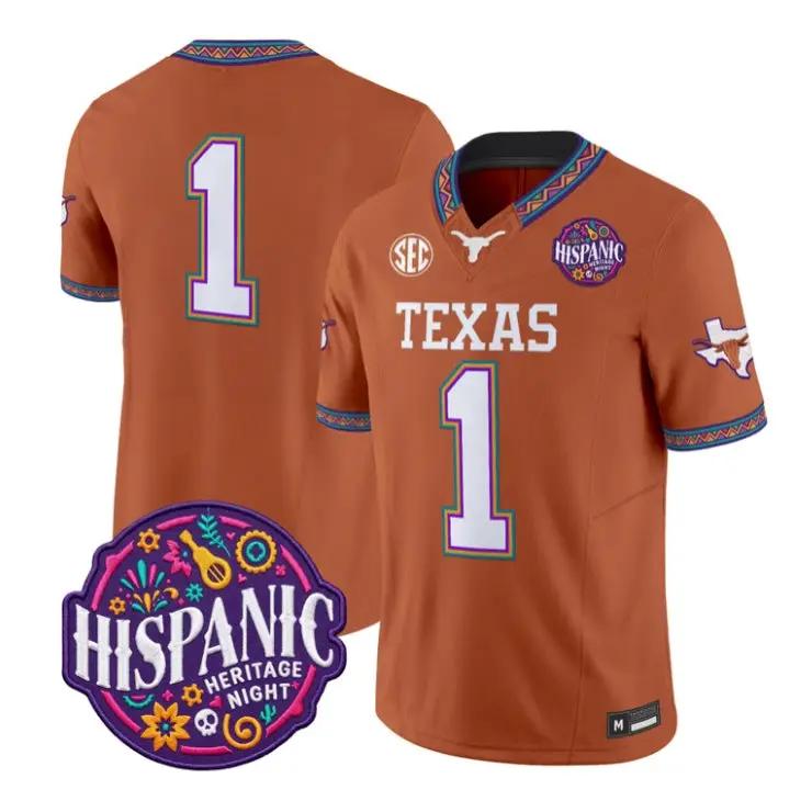 Team Jersey #1 Texas Longhorns 2026 Latino Heritage Month All Stitched by My Store NCAA Football Jerseys