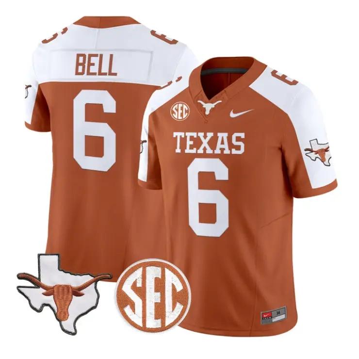 dia-bell-jersey-6-texas-longhorns-2026-vapor-limited-all-stitched-03 - Top Wow Design Dia Bell Jersey #6 Texas Longhorns 2026 Vapor Limited All Stitched by My Store NCAA Football Jerseys