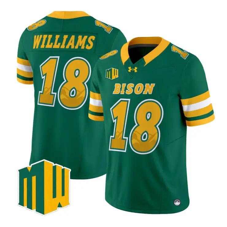 jackson-williams-jersey-18-north-dakota-state-bison-2026-code-green-01 - Top Wow Design Jackson Williams Jersey #18 North Dakota State Bison 2026 Code Green Stitched by My Store NCAA Football Jerseys