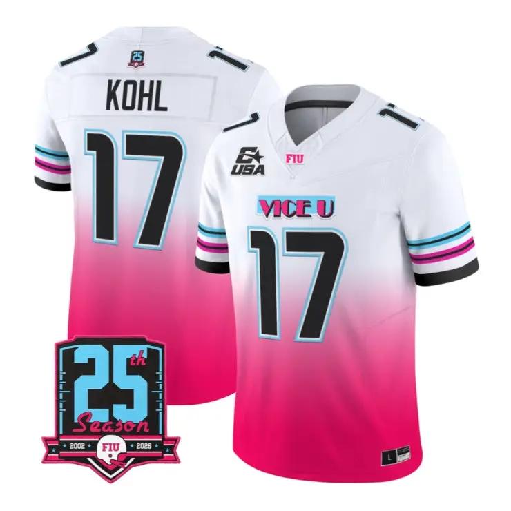jj-kohl-jersey-17-florida-international-panthers-2026-pink-vice-vapor-01 - Top Wow Design JJ Kohl Jersey #17 Florida International Panthers 2026 Pink Vice Vapor Stitched by My Store NCAA Football Jerseys