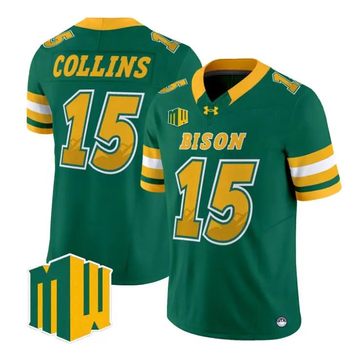 mekhi-collins-jersey-15-north-dakota-state-bison-2026-code-green-vapor-01 - Top Wow Design Mekhi Collins Jersey #15 North Dakota State Bison 2026 Code Green Vapor Stitched by My Store NCAA Football Jerseys