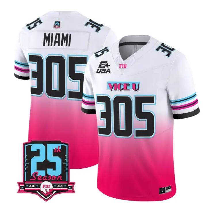 miami-jersey-305-florida-international-panthers-2026-pink-vice-vapor-01 - Top Wow Design Miami Jersey #305 Florida International Panthers 2026 Pink Vice Vapor Stitched by My Store NCAA Football Jerseys