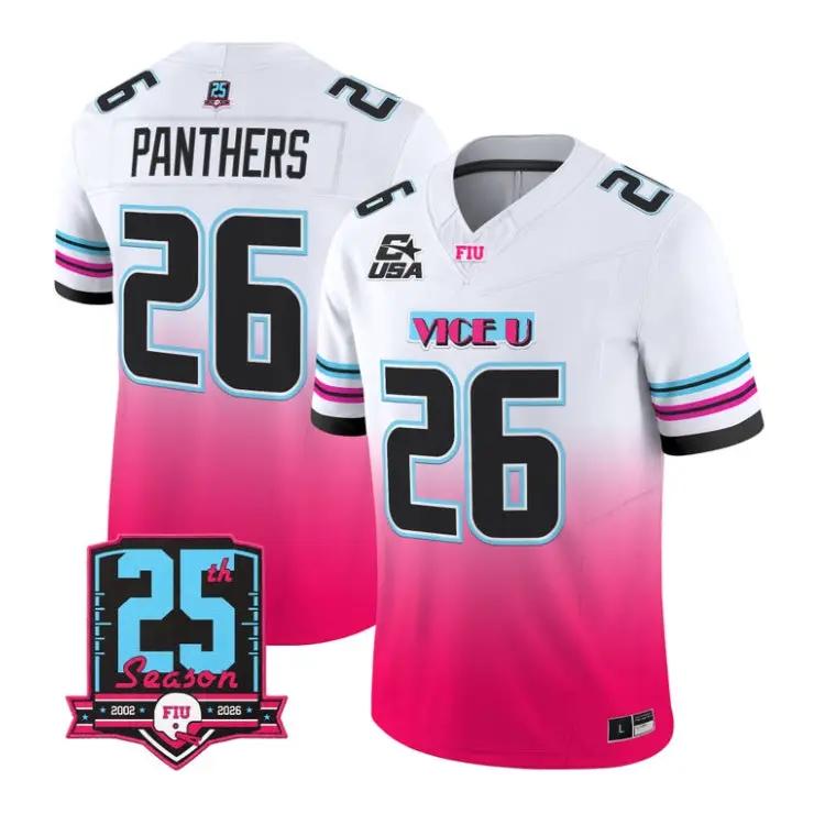 panthers-jersey-26-florida-international-panthers-2026-pink-vice-vapor-01 - Top Wow Design Panthers Jersey #26 Florida International Panthers 2026 Pink Vice Vapor Stitched by My Store NCAA Football Jerseys